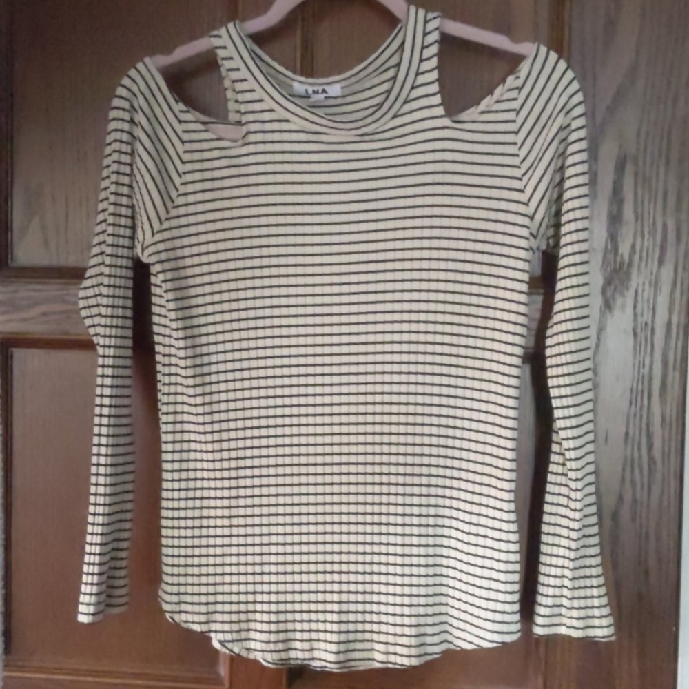 Striped Cold Shoulder Top